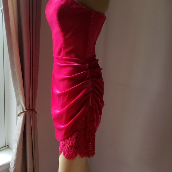 Amanda Uprichard Pink Velvet Lace Slit Dress - Picture 4 of 9
